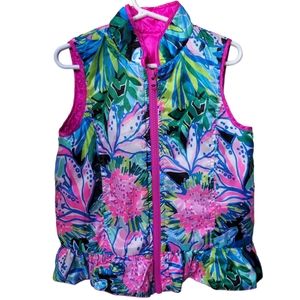 Lilly Pulitzer Melanie Reversible Down Puffer Vest Elderberry Size S (Girl)